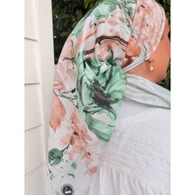 Floral Reverie Satin Print Square Headscarf - Green-square-The Little Tichel Lady