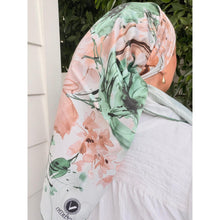 Floral Reverie Satin Print Square Headscarf - Green-square-The Little Tichel Lady