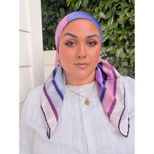 Painted Prism Satin Print Square Headscarf - Purple/Blue-square-The Little Tichel Lady