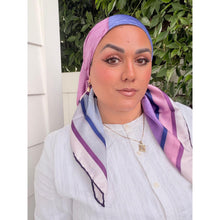 Painted Prism Satin Print Square Headscarf - Purple/Blue-square-The Little Tichel Lady
