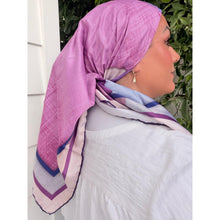 Painted Prism Satin Print Square Headscarf - Purple/Blue-square-The Little Tichel Lady