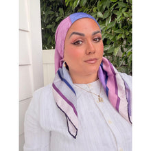 Painted Prism Satin Print Square Headscarf - Purple/Blue-square-The Little Tichel Lady