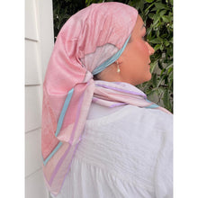 Painted Prism Satin Print Square Headscarf - Pink-square-The Little Tichel Lady
