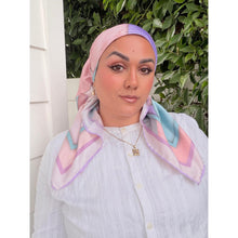 Painted Prism Satin Print Square Headscarf - Pink-square-The Little Tichel Lady