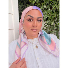 Painted Prism Satin Print Square Headscarf - Pink-square-The Little Tichel Lady