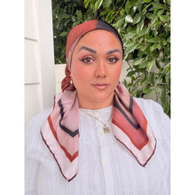 Painted Prism Satin Print Square Headscarf - Rust/Black-square-The Little Tichel Lady
