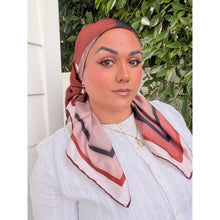 Painted Prism Satin Print Square Headscarf - Rust/Black-square-The Little Tichel Lady