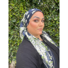 YSL Authentic Designer Headscarf, Navy Floral-Designer headscarf-The Little Tichel Lady