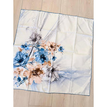 Floral Reverie Satin Print Square Headscarf - Blue-square-The Little Tichel Lady