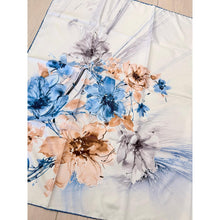Floral Reverie Satin Print Square Headscarf - Blue-square-The Little Tichel Lady