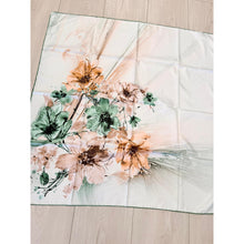 Floral Reverie Satin Print Square Headscarf - Green-square-The Little Tichel Lady