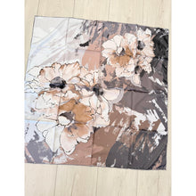 Breeze Blooms Satin Print Square Headscarf - Gray/Taupe-square-The Little Tichel Lady