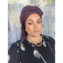 Israeli Lightweight Shimmery Headwrap - Eggplant-Long wrap-The Little Tichel Lady