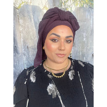 Israeli Lightweight Shimmery Headwrap - Eggplant-Long wrap-The Little Tichel Lady