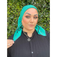 YSL Authentic Vintage Designer Headscarf, Emerald Monogram-Designer headscarf-The Little Tichel Lady