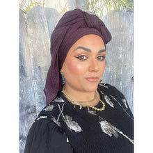 Israeli Lightweight Shimmery Headwrap - Eggplant-Long wrap-The Little Tichel Lady