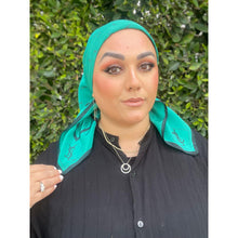 YSL Authentic Vintage Designer Headscarf, Emerald Monogram-Designer headscarf-The Little Tichel Lady
