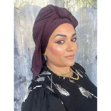 Israeli Lightweight Shimmery Headwrap - Eggplant-Long wrap-The Little Tichel Lady