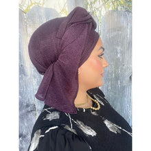 Israeli Lightweight Shimmery Headwrap - Eggplant-Long wrap-The Little Tichel Lady