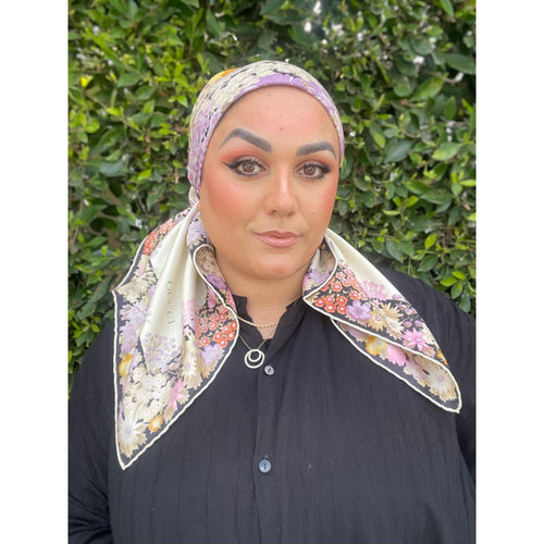 Gucci Authentic Vintage Designer Headscarf, Black Flora Print-Designer headscarf-The Little Tichel Lady