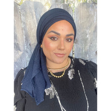 Israeli Lightweight Shimmery Headwrap - Navy-Long wrap-The Little Tichel Lady