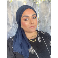 Israeli Lightweight Shimmery Headwrap - Navy-Long wrap-The Little Tichel Lady