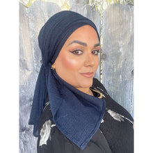 Israeli Lightweight Shimmery Headwrap - Navy-Long wrap-The Little Tichel Lady