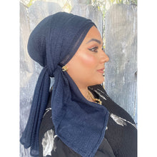 Israeli Lightweight Shimmery Headwrap - Navy-Long wrap-The Little Tichel Lady