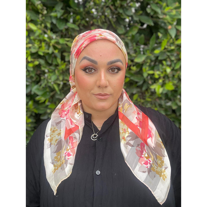 YSL Authentic Vintage Designer Headscarf, Floral Bloom-Designer headscarf-The Little Tichel Lady