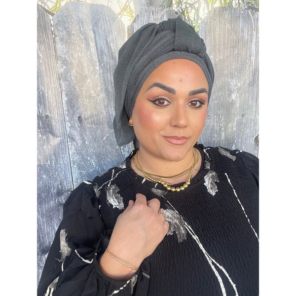 Israeli Lightweight Shimmery Headwrap - Mid-tone Silver-Long wrap-The Little Tichel Lady