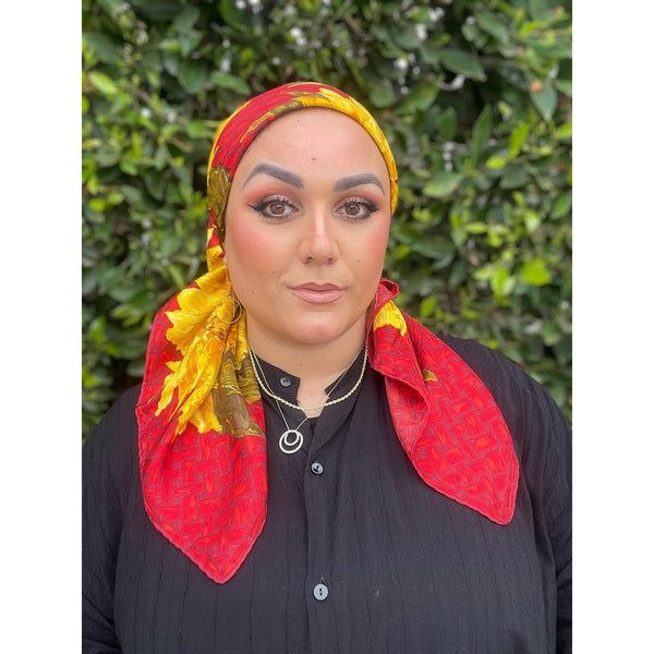 Gucci Authentic Vintage Designer Headscarf, Sunflower Field-Designer headscarf-The Little Tichel Lady