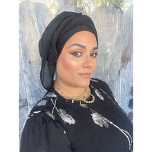 Israeli Lightweight Shimmery Headwrap - Black-Long wrap-The Little Tichel Lady