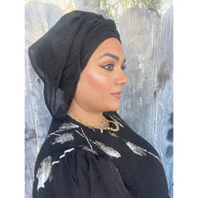 Israeli Lightweight Shimmery Headwrap - Black-Long wrap-The Little Tichel Lady