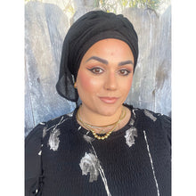 Israeli Lightweight Shimmery Headwrap - Black-Long wrap-The Little Tichel Lady