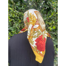 Ferragamo Authentic Vintage Designer Headscarf, Flowers & Drawings-Designer headscarf-The Little Tichel Lady