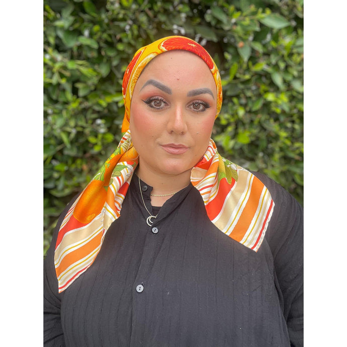 Gucci Authentic Vintage Designer Headscarf, Citrus Botanical-Designer headscarf-The Little Tichel Lady