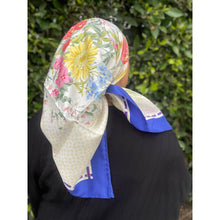 Gucci Authentic Vintage Designer Headscarf, Blue Flora Print-Designer headscarf-The Little Tichel Lady