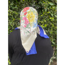 Gucci Authentic Vintage Designer Headscarf, Blue Flora Print-Designer headscarf-The Little Tichel Lady