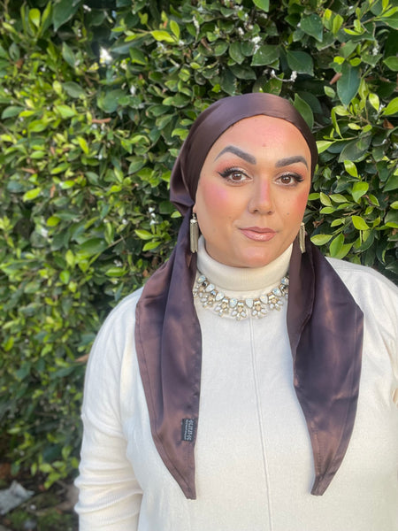 Luxe Satin Non-Slip Pretied - Chocolate Brown-pretieds-The Little Tichel Lady