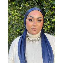 Luxe Satin Non-Slip Pretied - Navy-pretieds-The Little Tichel Lady