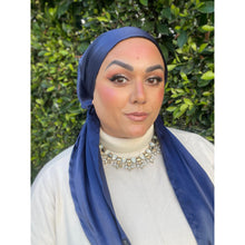 Luxe Satin Non-Slip Pretied - Navy-pretieds-The Little Tichel Lady