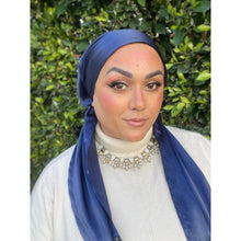 Luxe Satin Non-Slip Pretied - Navy-pretieds-The Little Tichel Lady