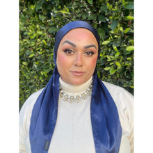 Luxe Satin Non-Slip Pretied - Navy-pretieds-The Little Tichel Lady