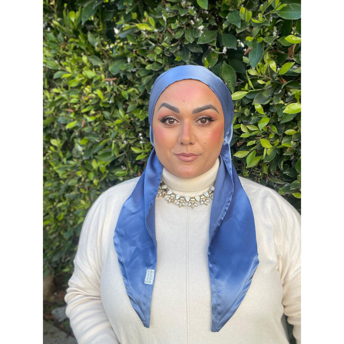 Luxe Satin Non-Slip Pretied - Blue-pretieds-The Little Tichel Lady