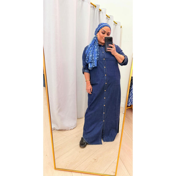 Cotton Denim Shirt Dress-dress-The Little Tichel Lady