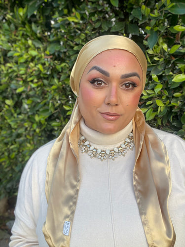 Luxe Satin Non-Slip Pretied - Gold-pretieds-The Little Tichel Lady