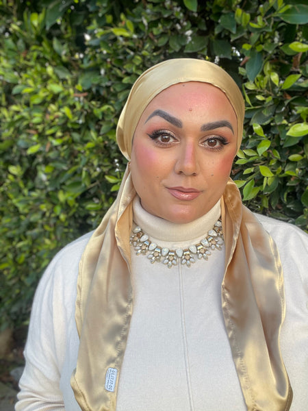 Luxe Satin Non-Slip Pretied - Gold-pretieds-The Little Tichel Lady