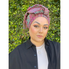 Israeli Pashmina Print Headwrap - Fuchsia-Long Wrap-The Little Tichel Lady