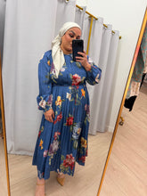Chic Satin Print Midi Dress - Blue-dress-The Little Tichel Lady