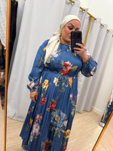Chic Satin Print Midi Dress - Blue-dress-The Little Tichel Lady